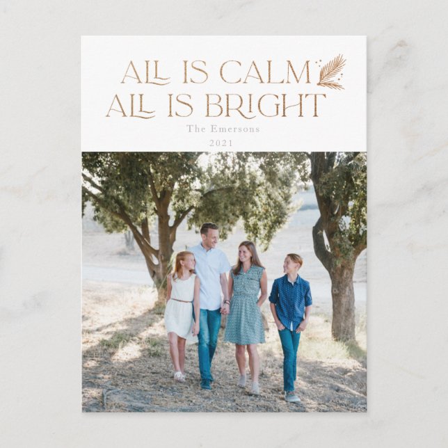 All is Calm All is Bright Christmas Photo  Postcard (Front)