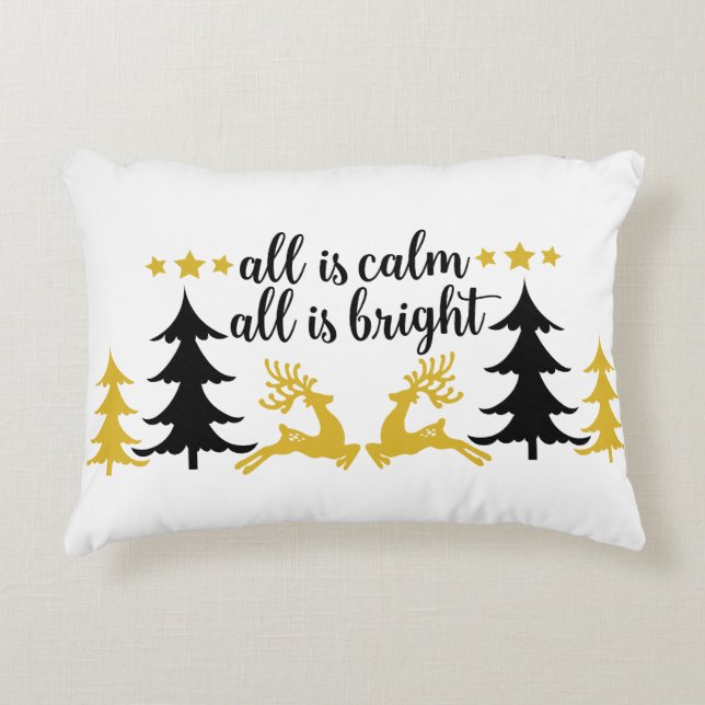 All Is Calm All Is Bright Christmas Pillow  (Front)