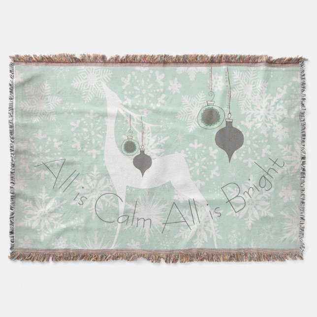 All is Calm All is Bright Deer Holiday Throw (Front)