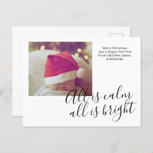 All Is Calm All Is Bright Personalised Christmas  Holiday Postcard