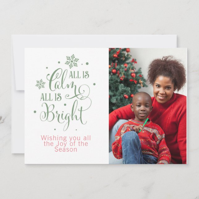 All is Calm/Christmas Quote/2-Sided Personalised Holiday Card (Front)