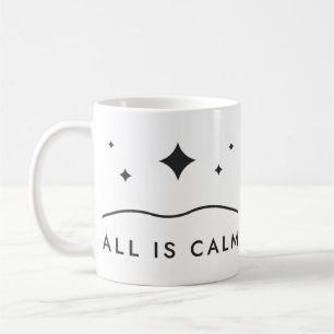 All Is Calm Minimal Christmas Star Carol Coffee Mug
