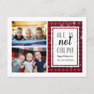 All Is Not Calm!   Christmas Plaid Family Photo Postcard