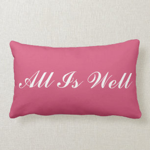 All Is Well Mantra (Customisable colour and text) Lumbar Cushion
