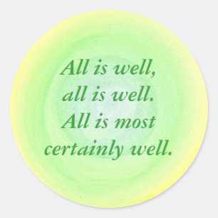 All is well, yellow green affirmation stickers