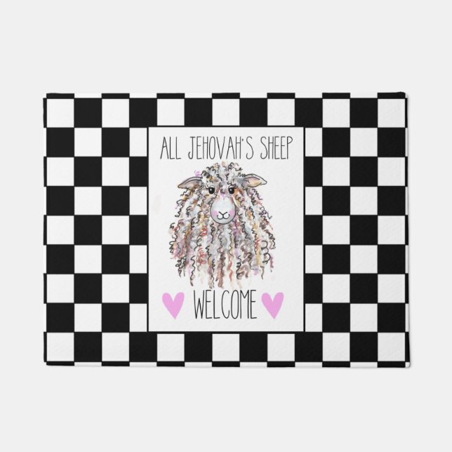 "All Jehovah's Sheep Welcome" Doormat (Front)