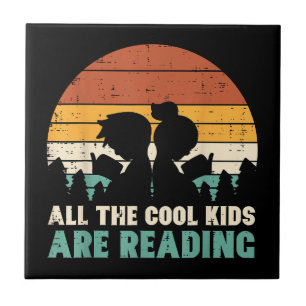 All Kids Are Reading Retro Read Book Lover Boys Gi Ceramic Tile