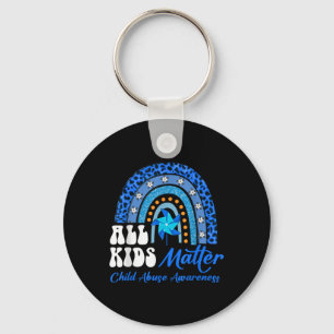 All Kids- Pinwheel Blue Rainbow Child Abuse Awaren Key Ring