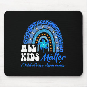 All Kids- Pinwheel Blue Rainbow Child Abuse Awaren Mouse Pad