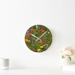 all kind of beautiful flowers round clock