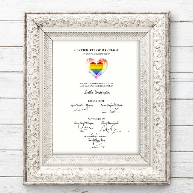 All LGBT Wedding Certificate Pride Rainbow Heart Poster (Creator Uploaded)