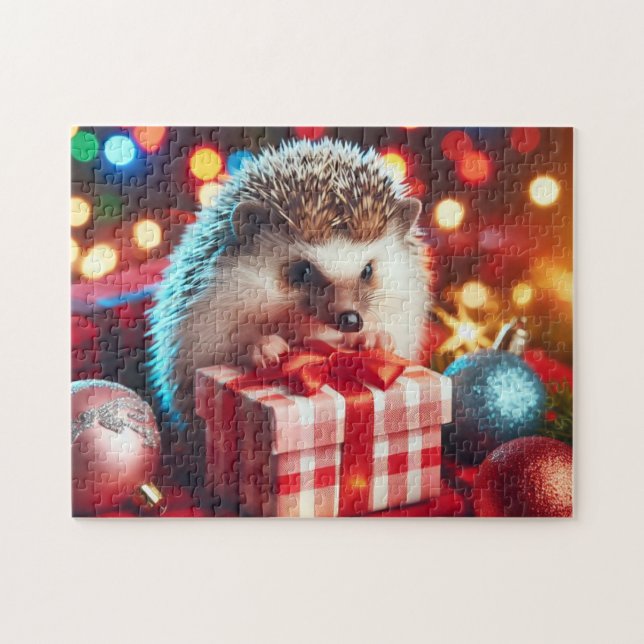 All Lit Up Christmas Hedgehog Jigsaw Puzzle (Horizontal)
