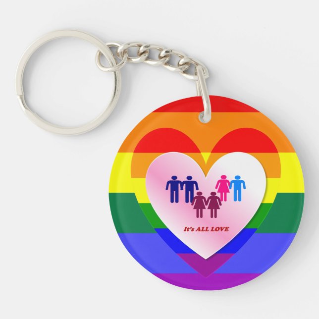 All Love Pride Heart Couples Key Ring (Front)