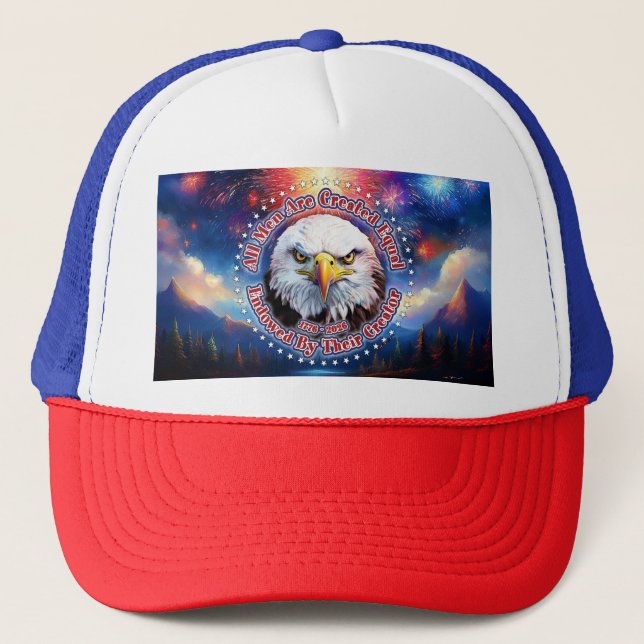 All Men Are Created Equal Brown Eagle Fireworks M Trucker Hat (Front)