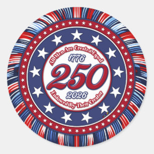 All Men Are Created Equal Graphic Firework Pop RWB Classic Round Sticker