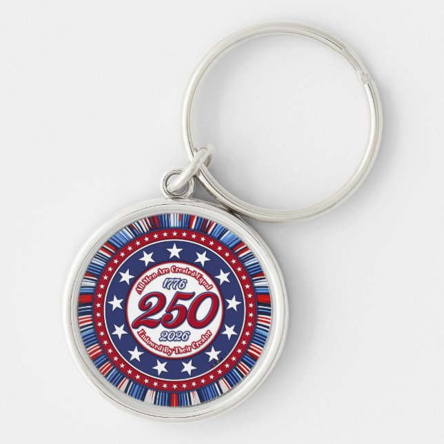All Men Are Created Equal Graphic Firework Pop RWB Key Ring (Front)