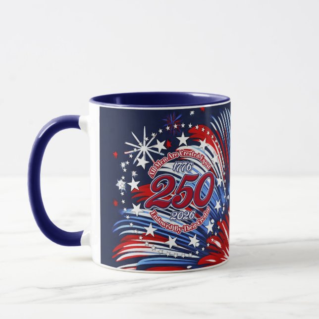 All Men Are Created Equal Graphic Fireworks Pop Mug (Left)