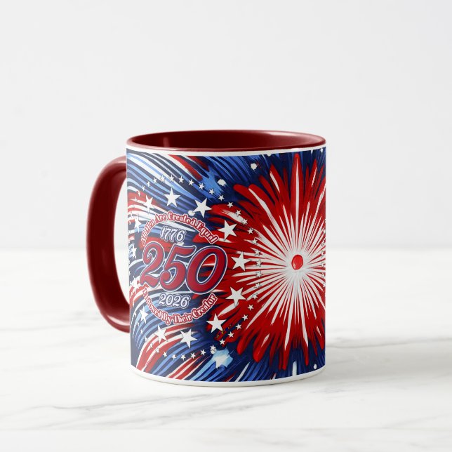 All Men Are Created Equal Graphic Fireworks Pop Mug (Front Left)