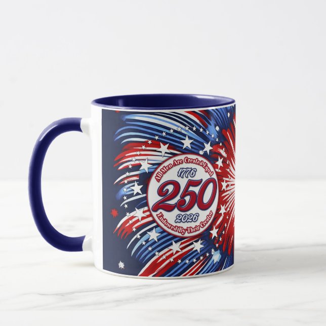 All Men Are Created Equal Graphic Fireworks Pop Wh Mug (Left)