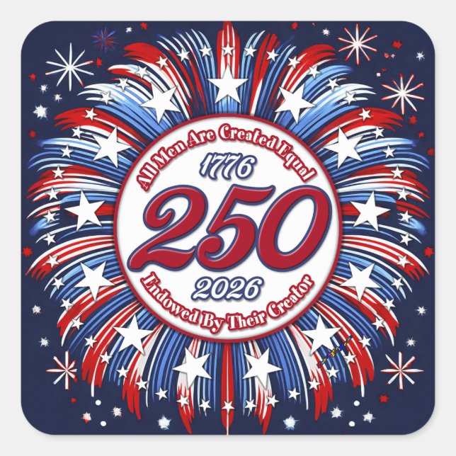 All Men Are Created Equal Graphic Fireworks Pop Wh Square Sticker (Front)