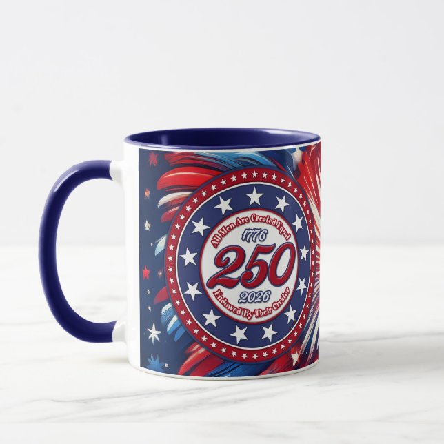 All Men Are Created Equal Red White Blue Graphic F Mug (Left)