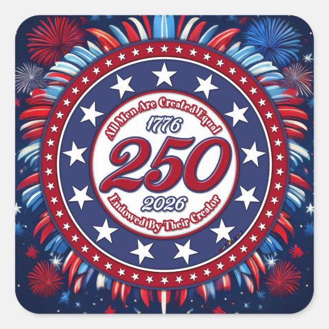 All Men Are Created Equal Red White Blue Graphic F Square Sticker (Front)