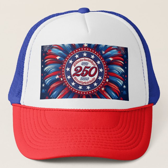 All Men Are Created Equal Red White Blue Graphic F Trucker Hat (Front)
