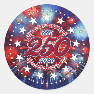  All Men Are Created Graphic Fireworks Burst Classic Round Sticker