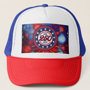 All Men Are Created Graphic Fireworks Burst RWB Trucker Hat