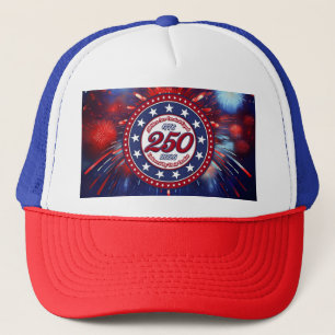  All Men Are Created Graphic Fireworks Burst RWB Trucker Hat