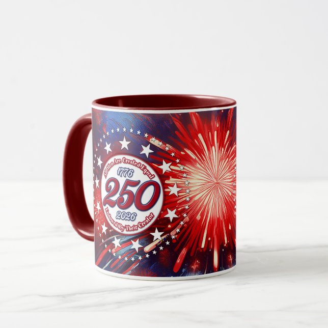  All Men Are Created Graphic Fireworks Burst White Mug (Front Left)