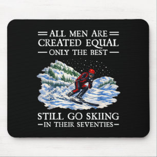 All men created equal go skiing in their seventies mouse pad