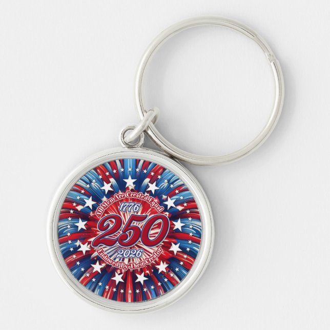 All Men Red White Blue Graphic Fireworks Key Ring (Front)