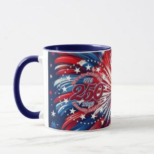 All Men Red White Blue Graphic Fireworks Mug