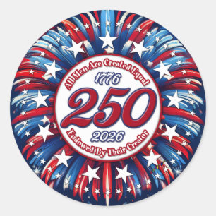 All Men Red White Blue Graphic Fireworks White Classic Round Sticker