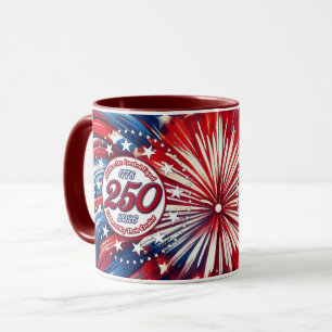 All Men Red White Blue Graphic Fireworks White Mug