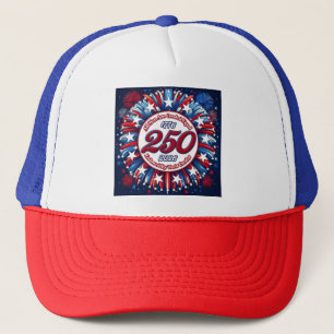 All Men Red White Blue Graphic Fireworks White Trucker Hat