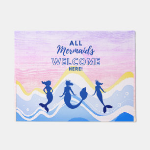 All Mermaids Welcome Here - 18"x24" Door Mat
