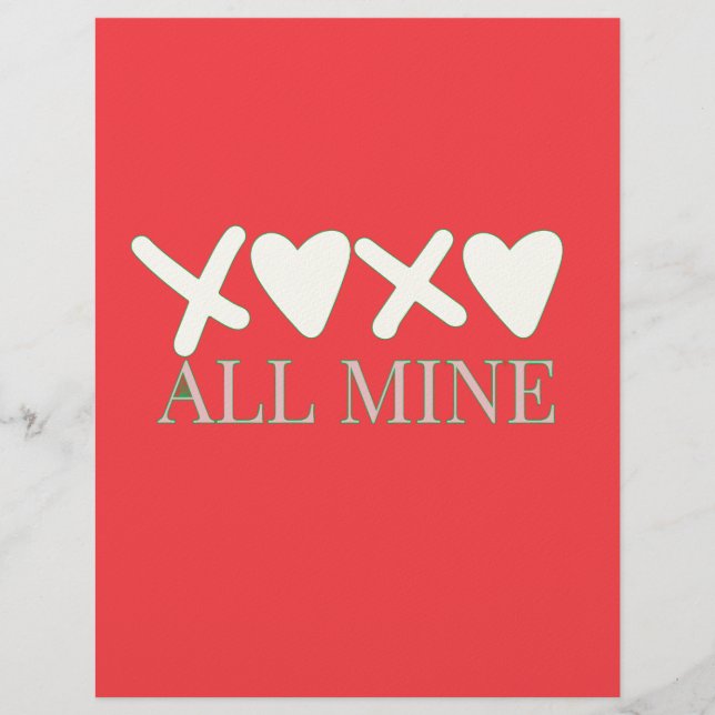 ALL MINE XOXO Valentine Shirt - Minimal Love Desig Custom Letterhead (Front)
