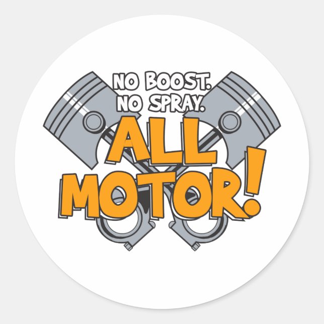 All Motor Design Classic Round Sticker (Front)