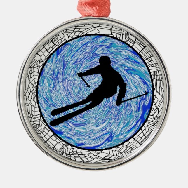 ALL MOUNTAIN SKIING METAL TREE DECORATION (Front)