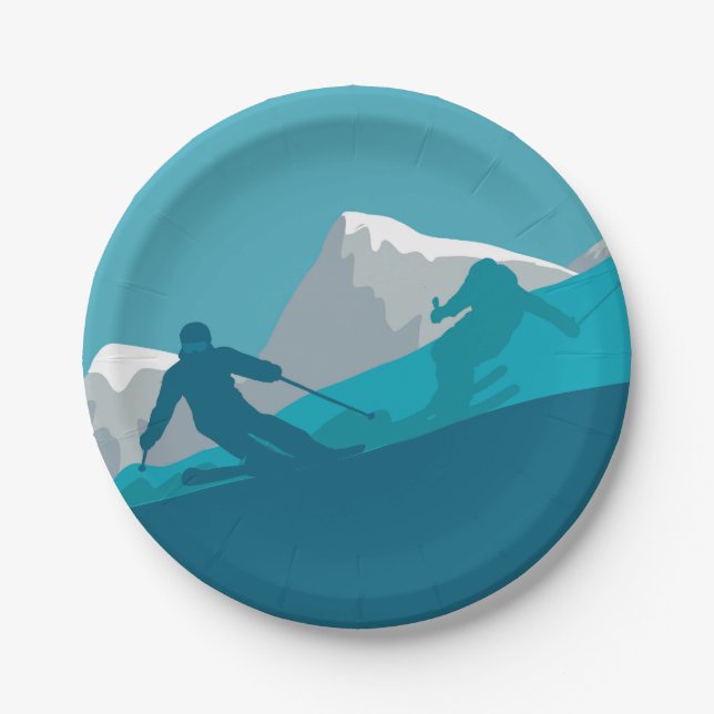 All Mountain Skiing  Paper Plate (Front)