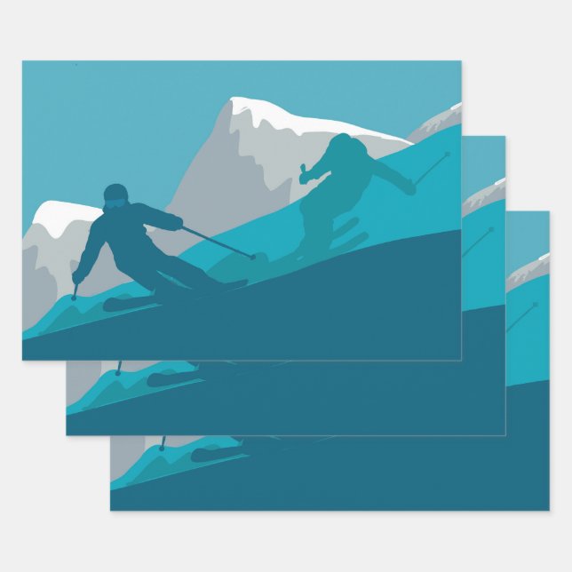 All Mountain Skiing  Wrapping Paper Sheet (Set)