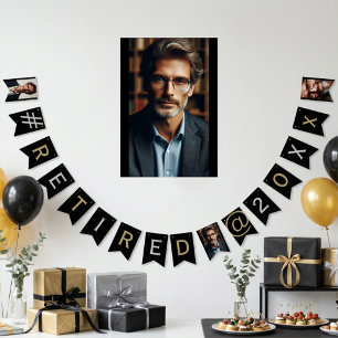 All Occasion 16 Photo or Text in Silver Gold Black Bunting