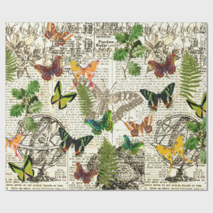 All Occasion Antique Look  Butterflies and Ferns  Wrapping Paper
