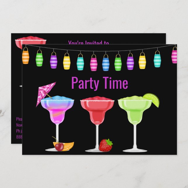 ALL OCCASION BEACH COCKTAIL PARTY INVITATION NAVY (Front/Back)