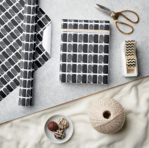 All Occasion Black and White Half Hearts Pattern Wrapping Paper
