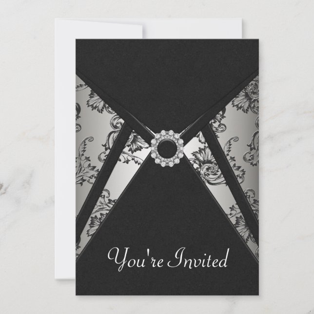 All Occasion Black Damask Invitation Template (Front)