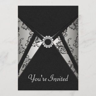 All Occasion Black Damask Invitation Template