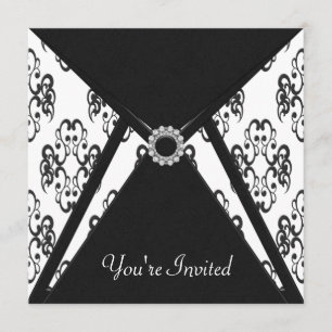 All Occasion Black Damask Party Invitation